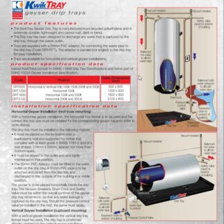 DRT1600 #2. Kwikot Geyser Drip Tray - Horisontal 150 & 200L Polyethlene - 1600 *600